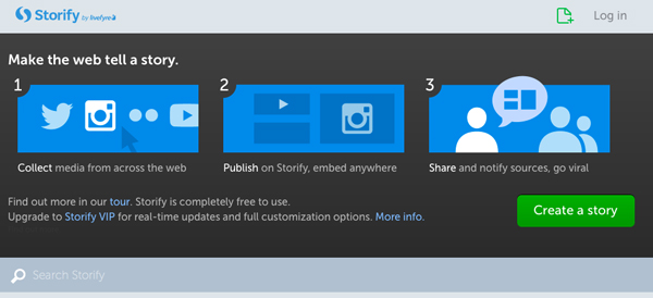 Storify front page