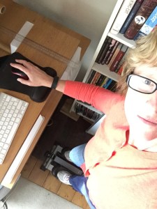 Getting off the treadmill.